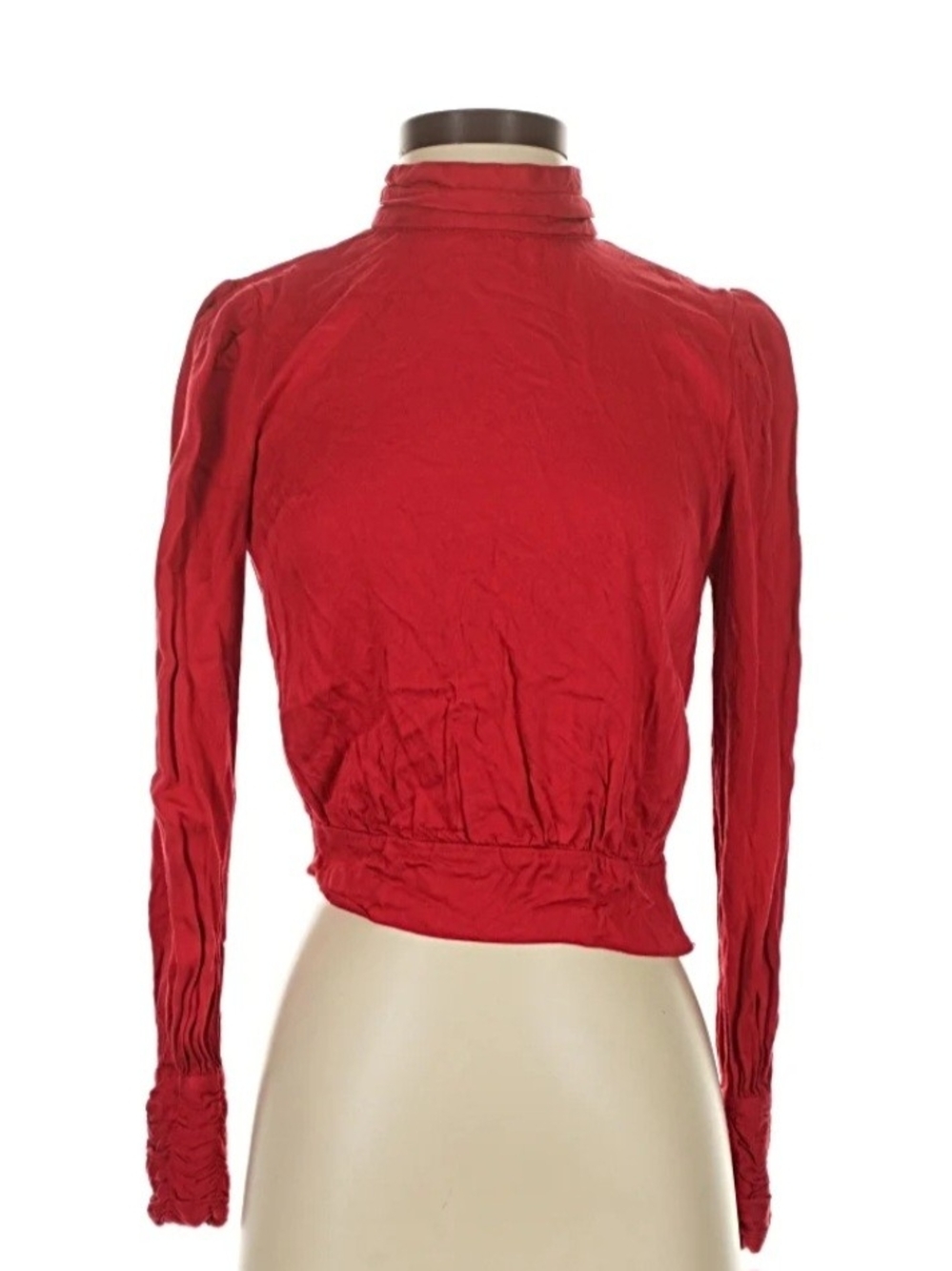 Women's Red Long-Sleeve Mock Neck Top by